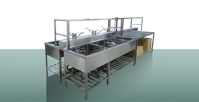 3槽式流し台+作業台